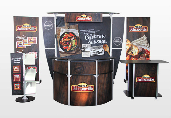 Exhibit Line Display Booth Kit with Reception Desks and Counter for Cook Top