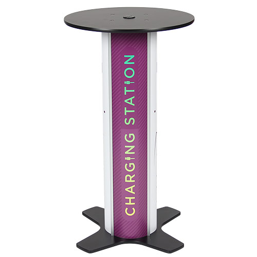 Round Bar Table Charging Station in Black Laminate
