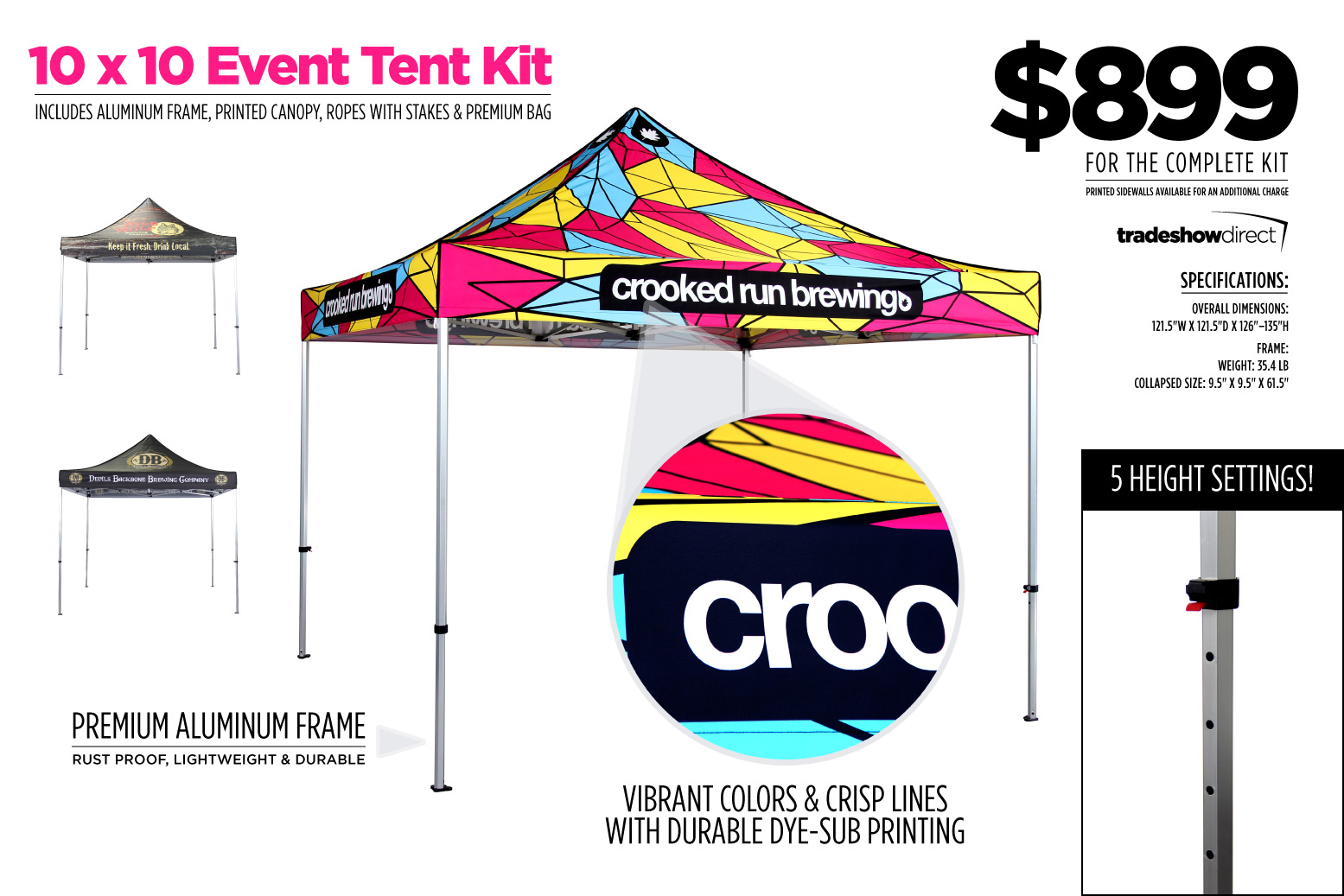 10 x 10 Printed Pop Up Canopy Tent Kit